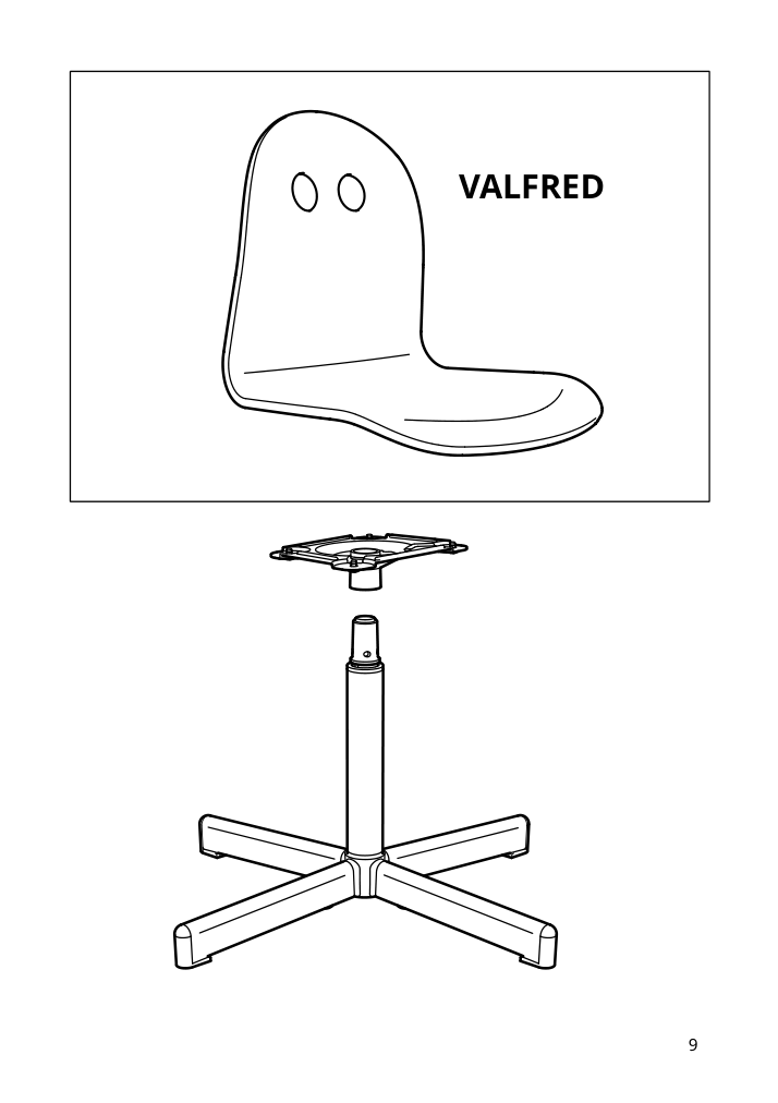 Assembly instructions for IKEA Sibben junior chair frame swivel | Page 9 - IKEA LOBERGET / SIBBEN children’s desk chair with pad 395.013.17