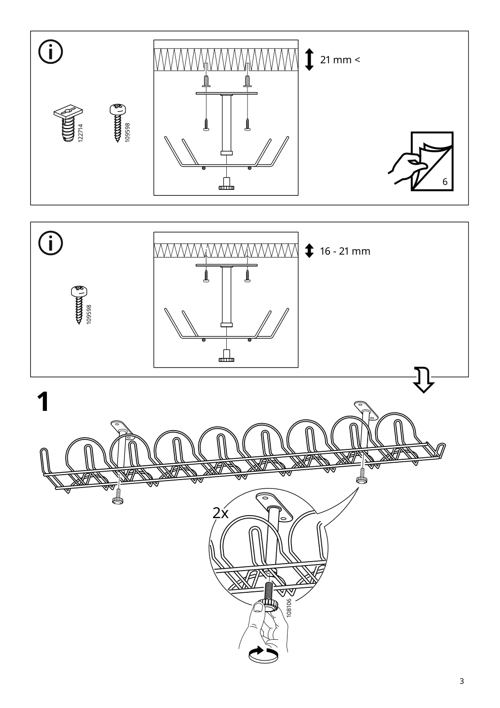 Assembly instructions for IKEA Signum cable management horizontal silver color | Page 3 - IKEA SIGNUM cable management, horizontal 302.002.53