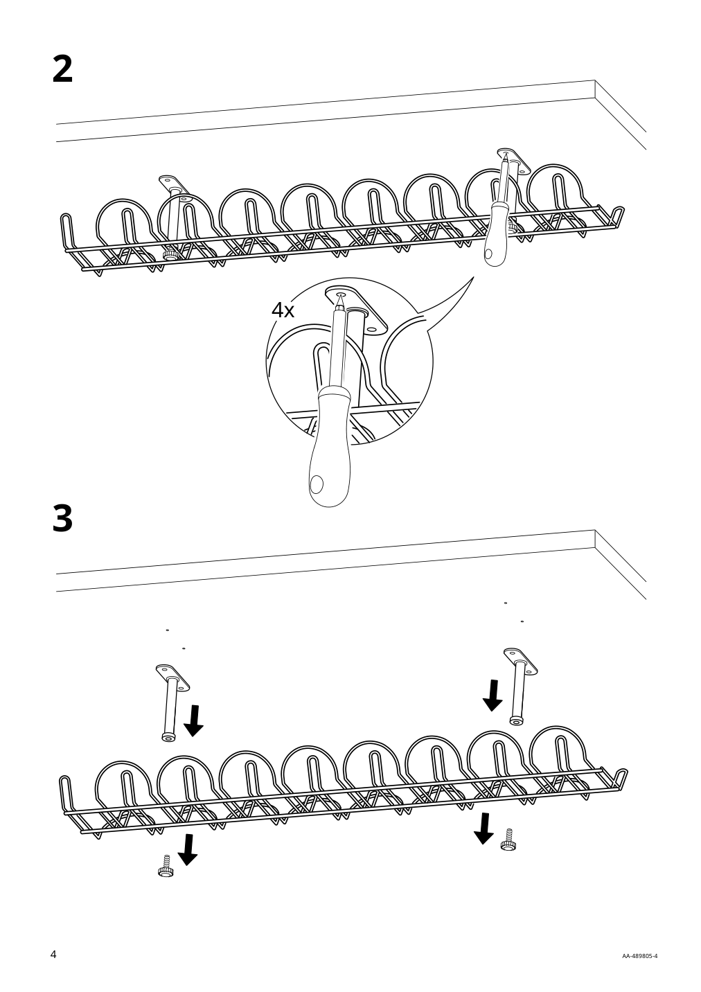 Assembly instructions for IKEA Signum cable management horizontal silver color | Page 4 - IKEA SIGNUM cable management, horizontal 302.002.53