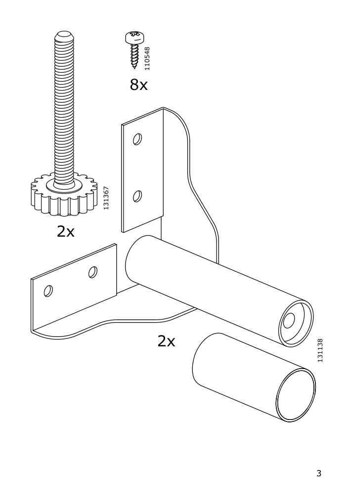 Assembly instructions for IKEA Silveran leg gray | Page 3 - IKEA SILVERÅN leg 402.680.06