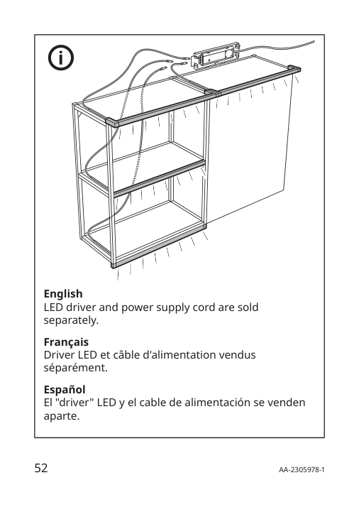 Assembly instructions for IKEA Silverglans led bathroom lighting strip dimmable white | Page 52 - IKEA SILVERGLANS / RODRET lighting kit 795.494.97