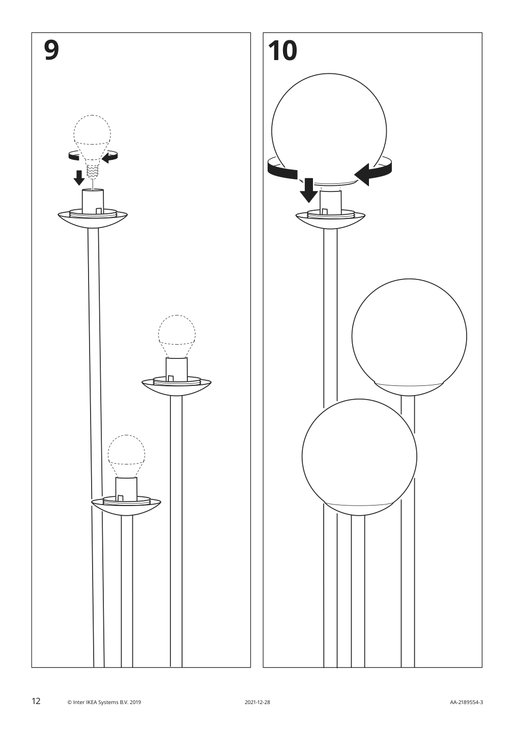 Assembly instructions for IKEA Simrishamn floor lamp chrome plated opal glass | Page 12 - IKEA SIMRISHAMN floor lamp 104.377.65