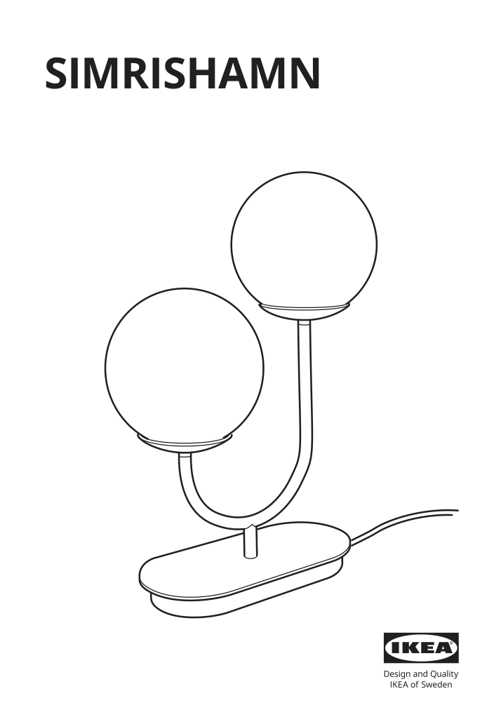 Assembly instructions for IKEA Simrishamn table lamp chrome plated opal glass | Page 1 - IKEA SIMRISHAMN table lamp 004.376.76