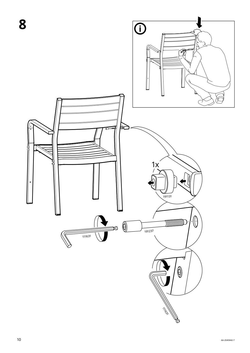 Assembly instructions for IKEA Sjaelland armchair outdoor light gray light brown | Page 10 - IKEA SJÄLLAND table+6 armchairs, outdoor 892.916.04