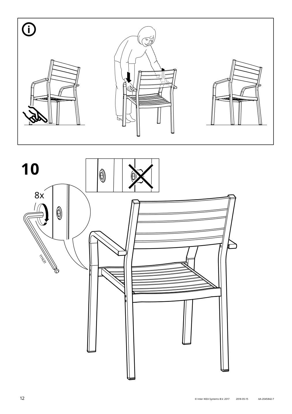 Assembly instructions for IKEA Sjaelland armchair outdoor light gray light brown | Page 12 - IKEA SJÄLLAND table+2 armchairs, outdoor 492.871.66