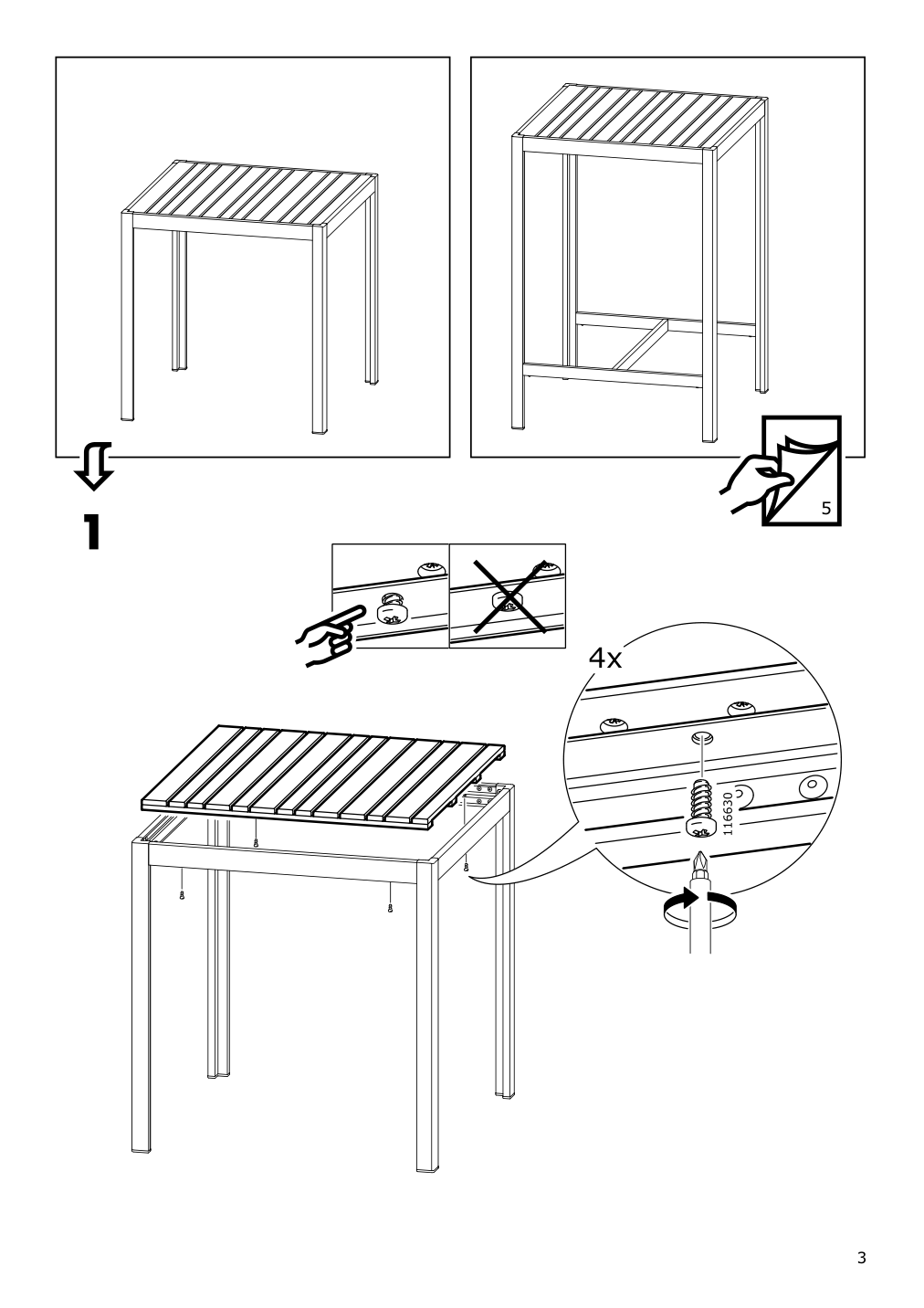 Assembly instructions for IKEA Sjaelland tabletop light brown | Page 3 - IKEA SJÄLLAND table+2 armchairs, outdoor 892.652.09