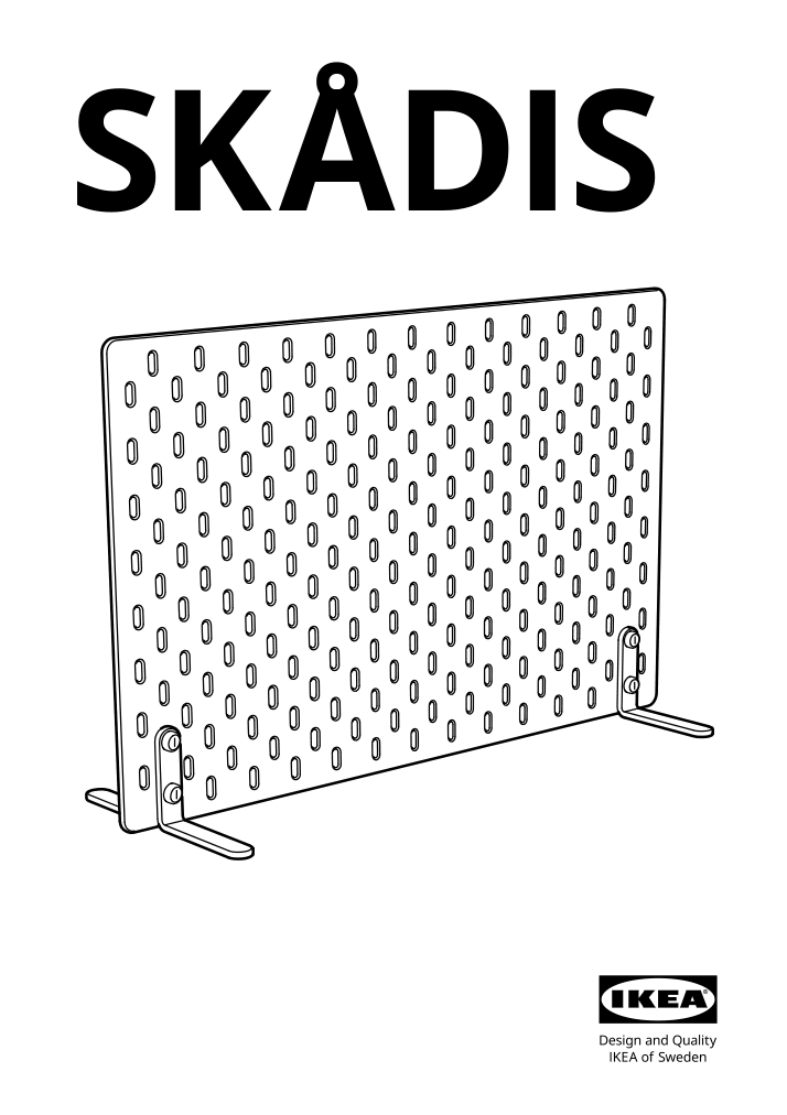 Assembly instructions for IKEA Skadis free standing peg board white | Page 1 - IKEA SKÅDIS free-standing peg board 005.415.74