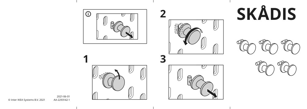 Assembly instructions for IKEA Skadis hook white | Page 1 - IKEA SKÅDIS hook 205.198.88