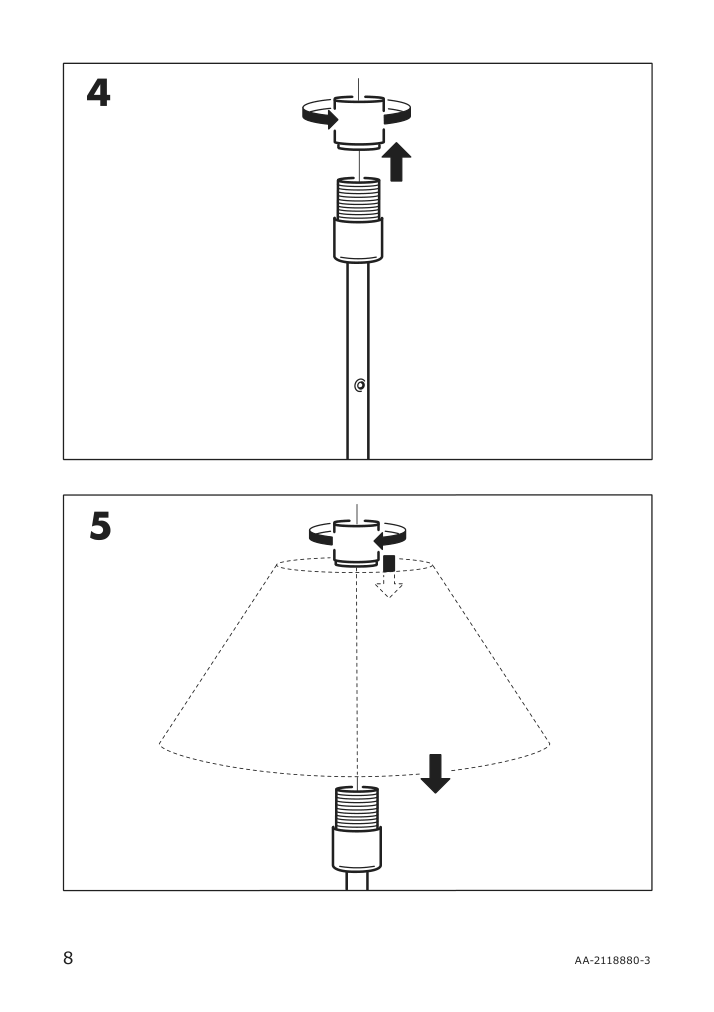 Assembly instructions for IKEA Skaftet floor lamp base nickel plated | Page 8 - IKEA SKAFTET / MOLNART floor lamp 394.818.90