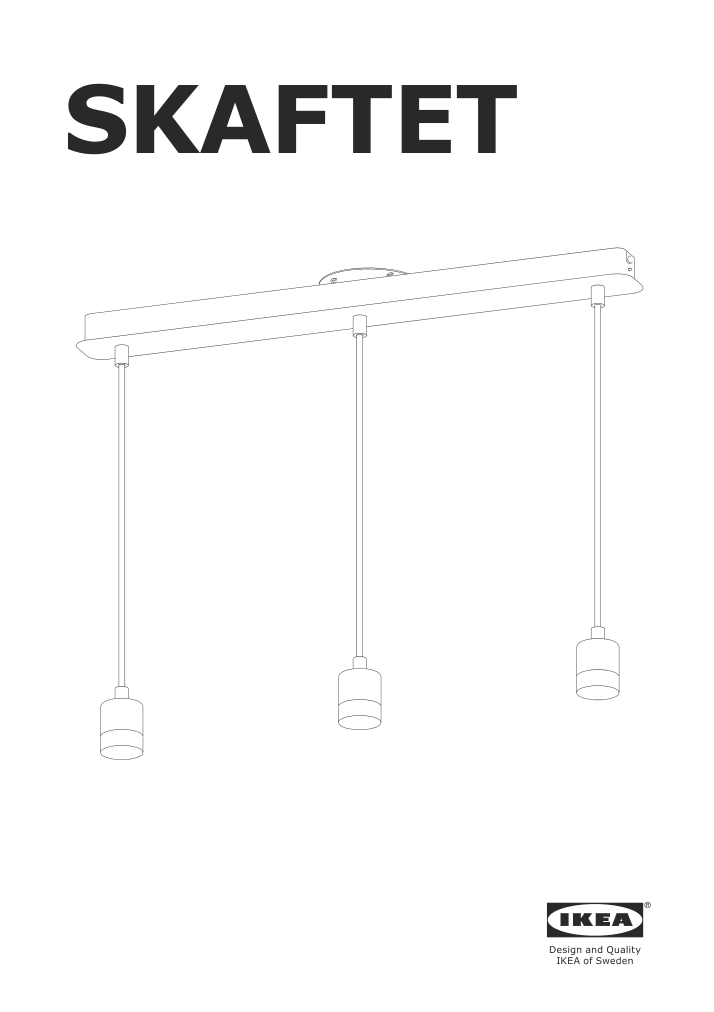 Assembly instructions for IKEA Skaftet triple cord set with ceiling mount nickel plated rectangle | Page 1 - IKEA BRUNSTA / SKAFTET pendant lamp 095.142.41