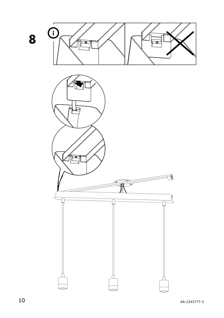 Assembly instructions for IKEA Skaftet triple cord set with ceiling mount nickel plated rectangle | Page 10 - IKEA BRUNSTA / SKAFTET pendant lamp 095.142.41