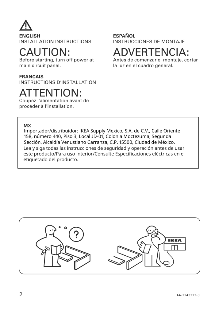 Assembly instructions for IKEA Skaftet triple cord set with ceiling mount nickel plated rectangle | Page 2 - IKEA BRUNSTA / SKAFTET pendant lamp 095.142.41