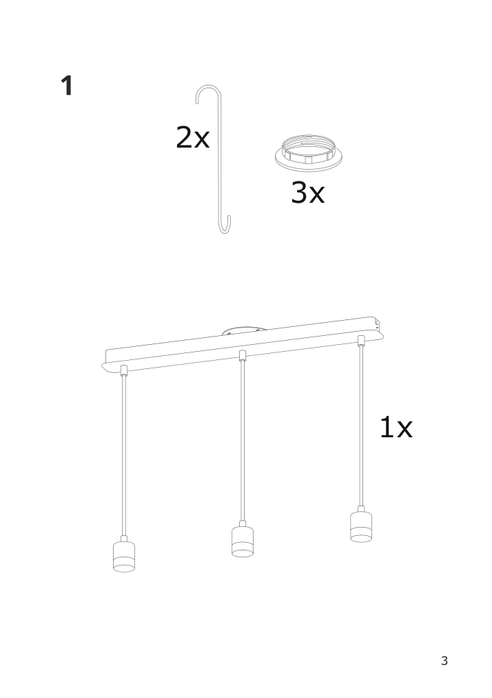 Assembly instructions for IKEA Skaftet triple cord set with ceiling mount nickel plated rectangle | Page 3 - IKEA BRUNSTA / SKAFTET pendant lamp 095.142.41