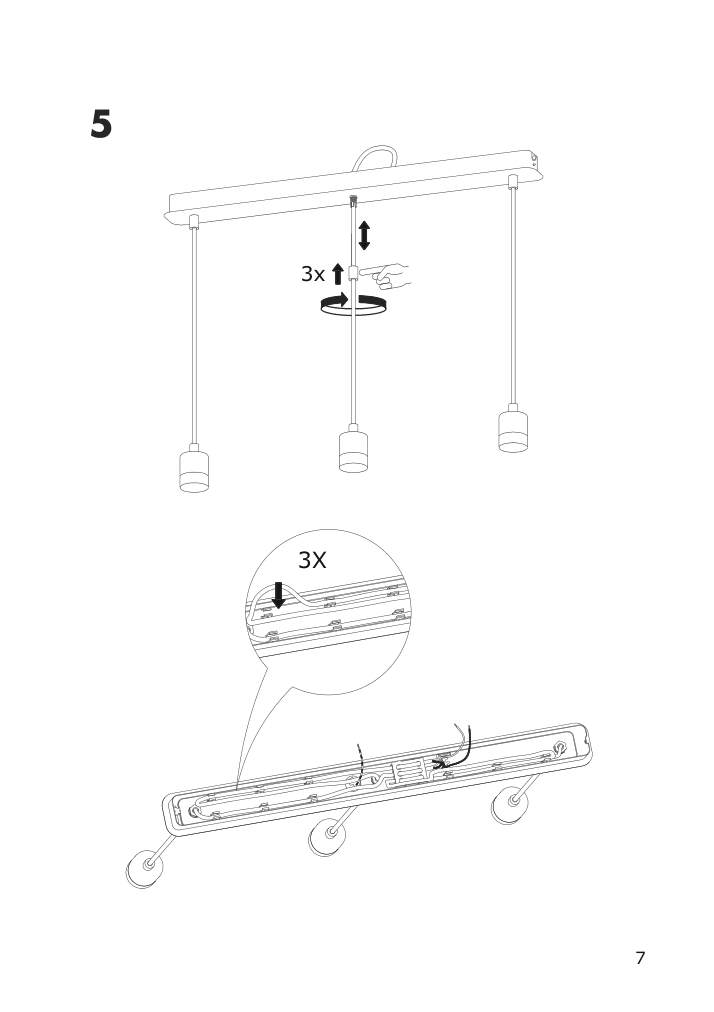 Assembly instructions for IKEA Skaftet triple cord set with ceiling mount nickel plated rectangle | Page 7 - IKEA BRUNSTA / SKAFTET pendant lamp 095.142.41