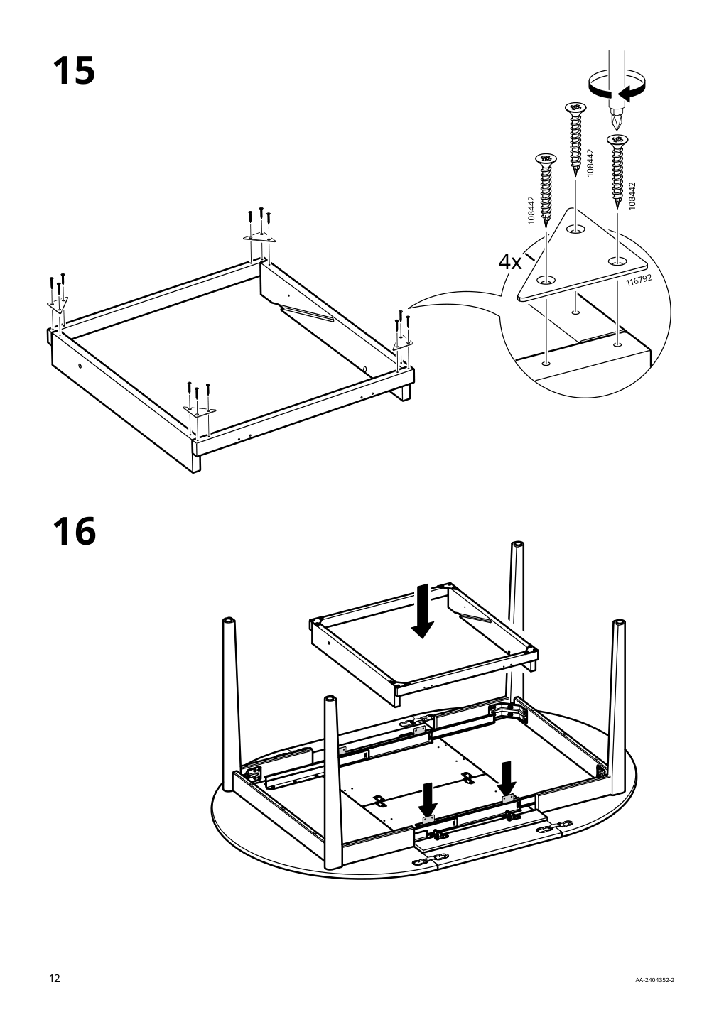 Assembly instructions for IKEA Skansnaes extendable table brown beech veneer | Page 12 - IKEA SKANSNÄS extendable table 705.632.37