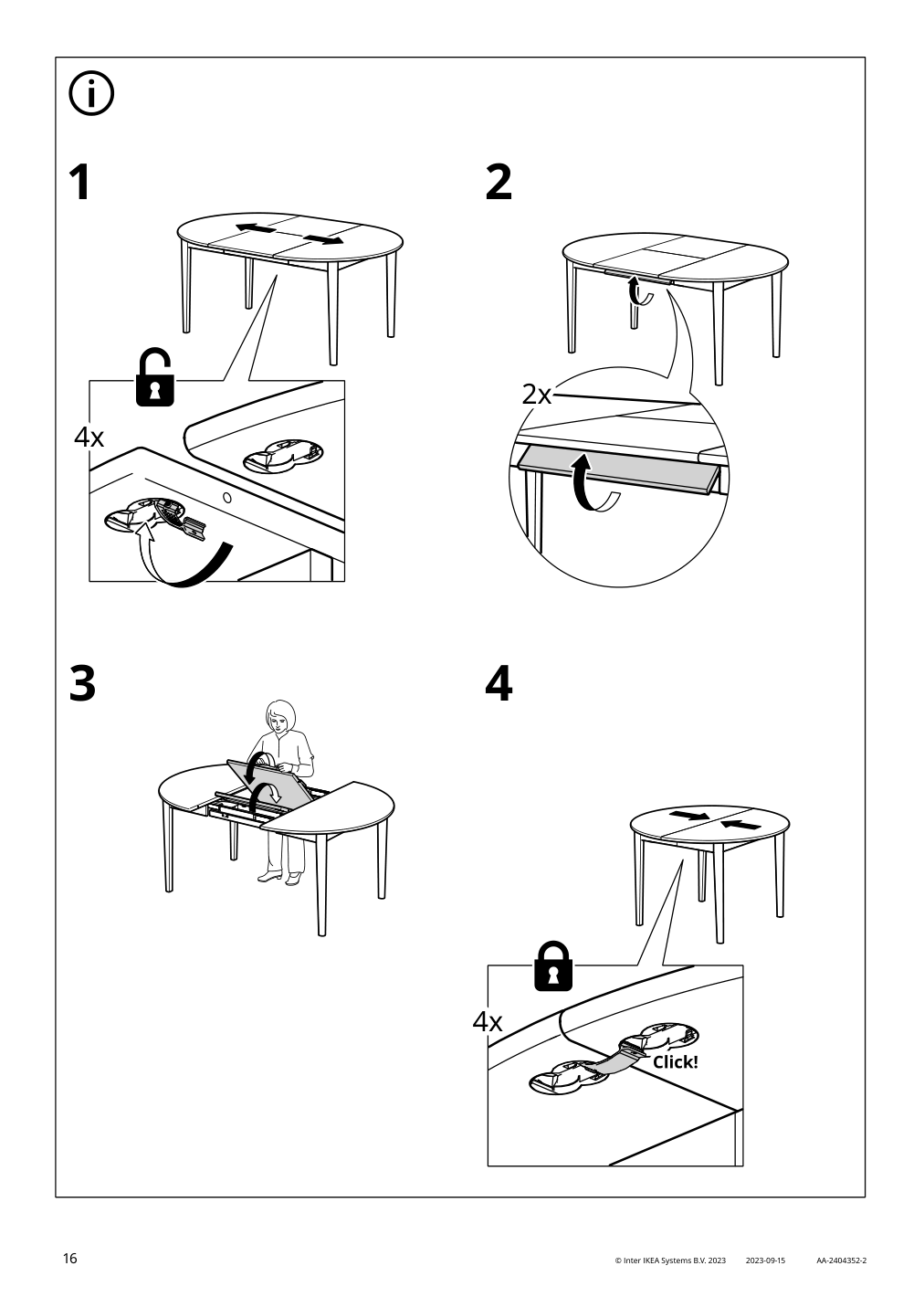 Assembly instructions for IKEA Skansnaes extendable table brown beech veneer | Page 16 - IKEA SKANSNÄS extendable table 705.632.37