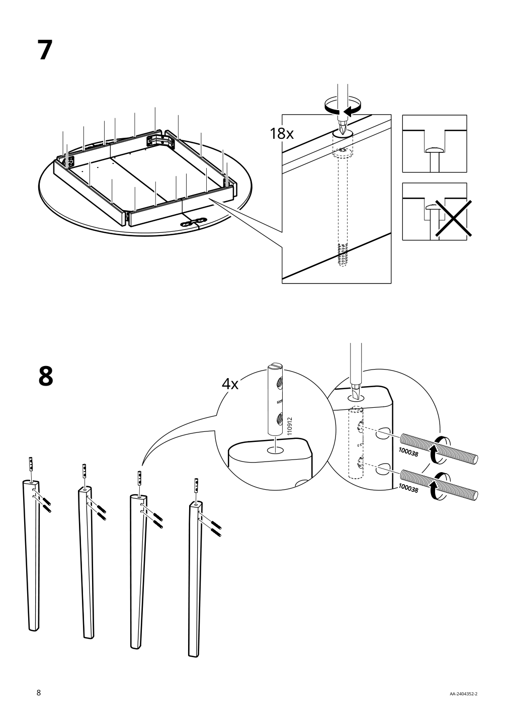 Assembly instructions for IKEA Skansnaes extendable table brown beech veneer | Page 8 - IKEA SKANSNÄS extendable table 705.632.37