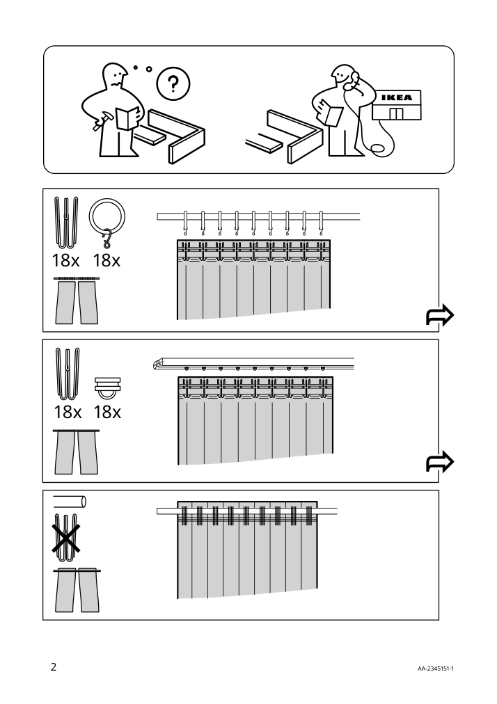 Assembly instructions for IKEA Skogssvingel room darkening curtains 1 pair dark blue green | Page 2 - IKEA SKOGSSVINGEL room darkening curtains, 1 pair 605.515.03