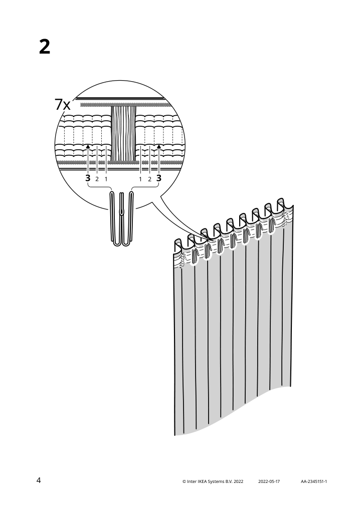 Assembly instructions for IKEA Skogssvingel room darkening curtains 1 pair dark blue green | Page 4 - IKEA SKOGSSVINGEL room darkening curtains, 1 pair 605.515.03