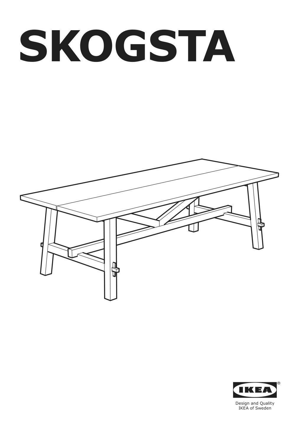 Assembly instructions for IKEA Skogsta dining table acacia black | Page 1 - IKEA SKOGSTA / BERGMUND table and 6 chairs 295.701.70