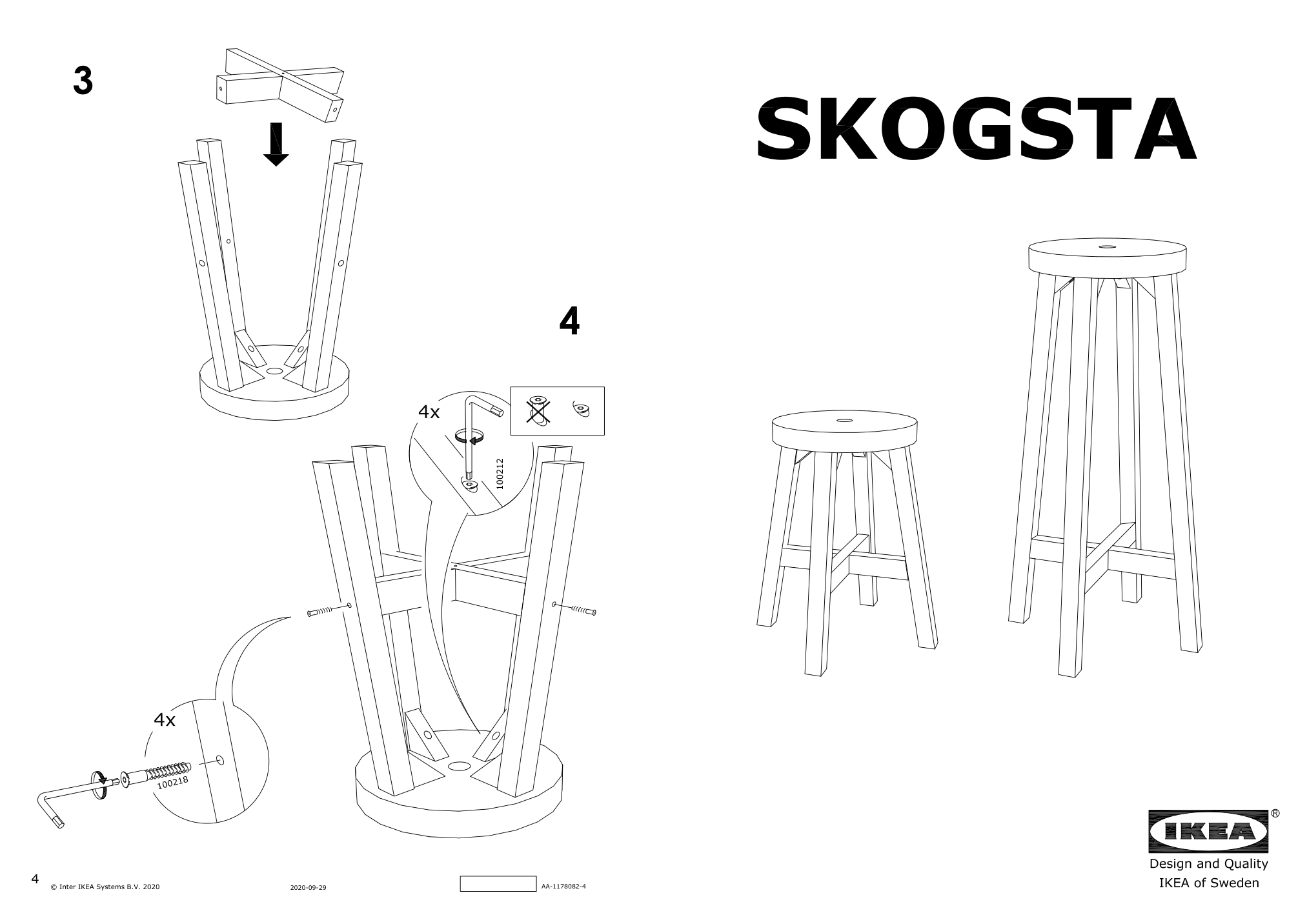 Assembly instructions for IKEA Skogsta stool acacia | Page 1 - IKEA SKOGSTA stool 102.979.58