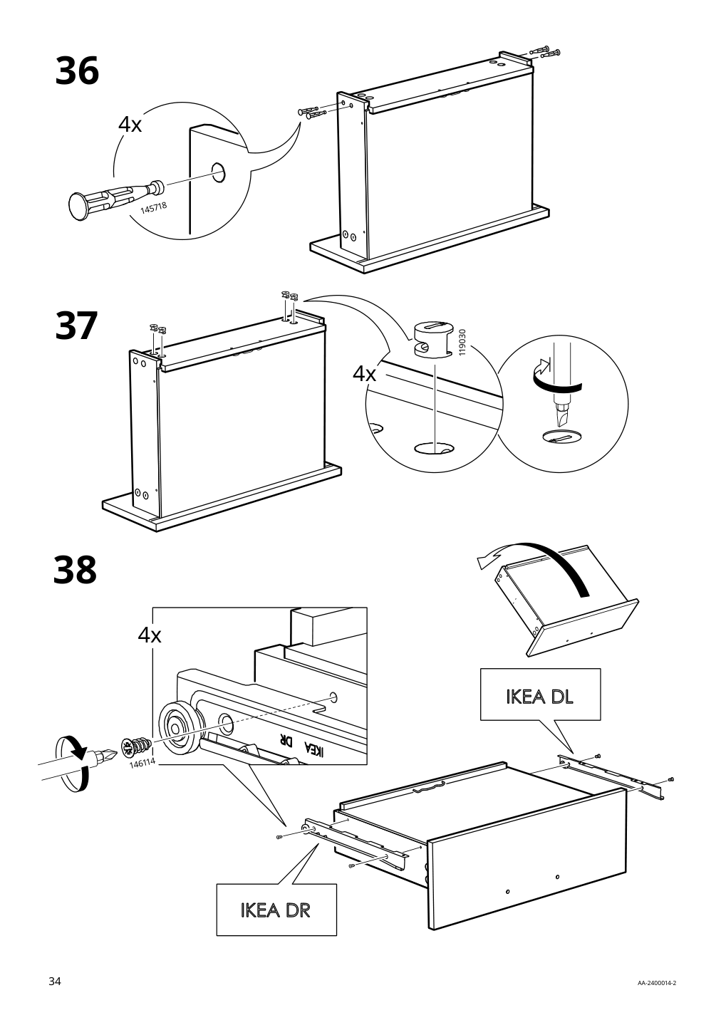 Assembly instructions for IKEA Skruvby sideboard black blue | Page 34 - IKEA SKRUVBY storage combination 695.256.04