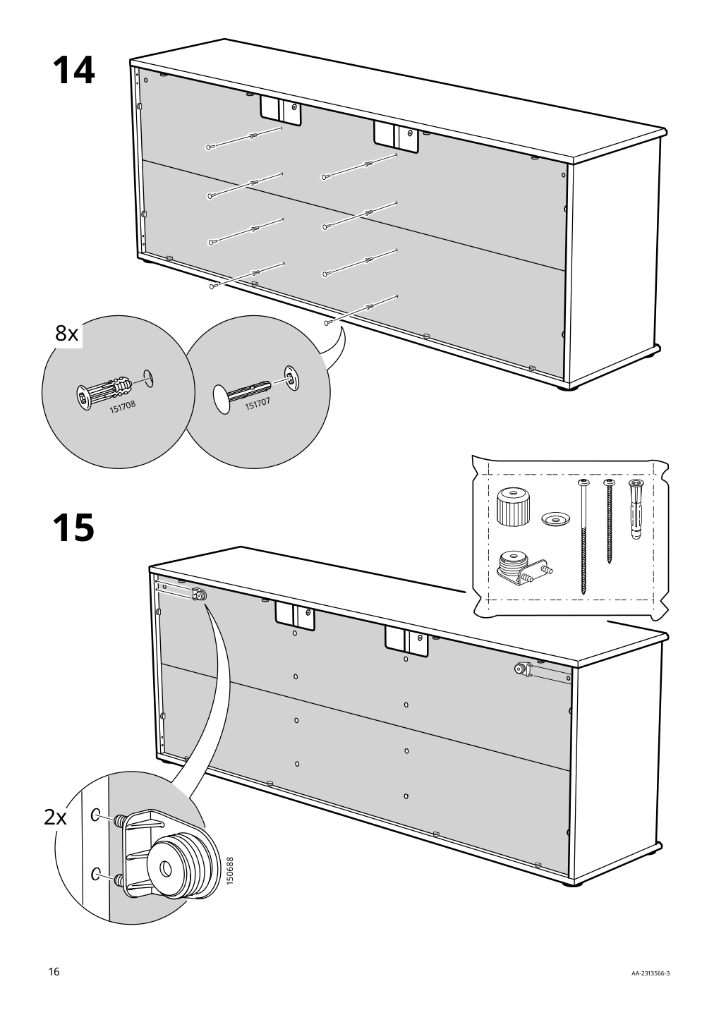 Assembly instructions for IKEA Skruvby tv unit black blue | Page 16 - IKEA SKRUVBY TV storage combination 894.946.06