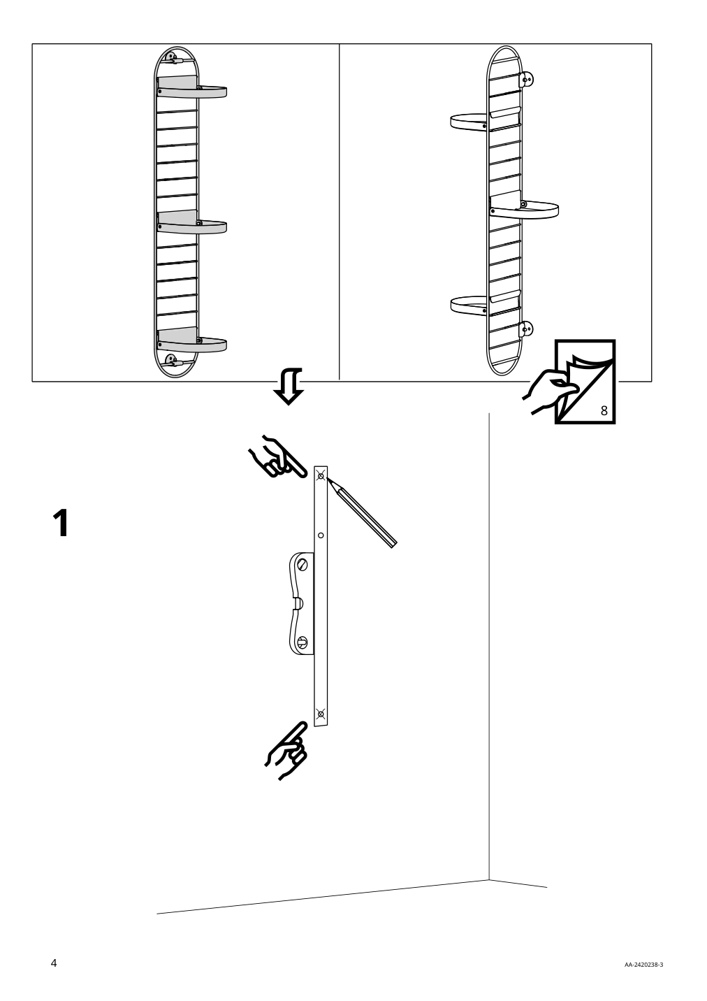 Assembly instructions for IKEA Skuggroena wall mounted plant stand dark green | Page 4 - IKEA SKUGGRÖNA wall-mounted plant stand 005.620.19