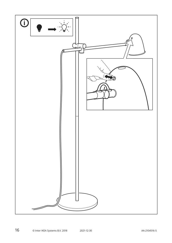 Assembly instructions for IKEA Skurup floor reading lamp black | Page 16 - IKEA SKURUP floor/reading lamp 204.711.17