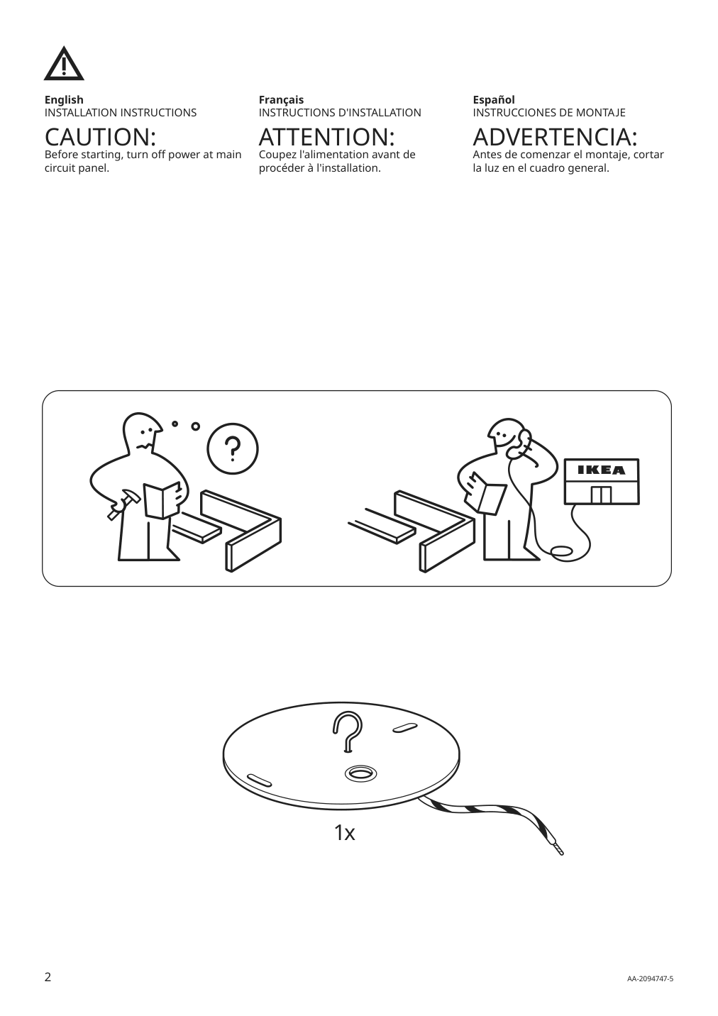 Assembly instructions for IKEA Skurup pendant lamp turquoise | Page 2 - IKEA SKURUP pendant lamp 205.081.06