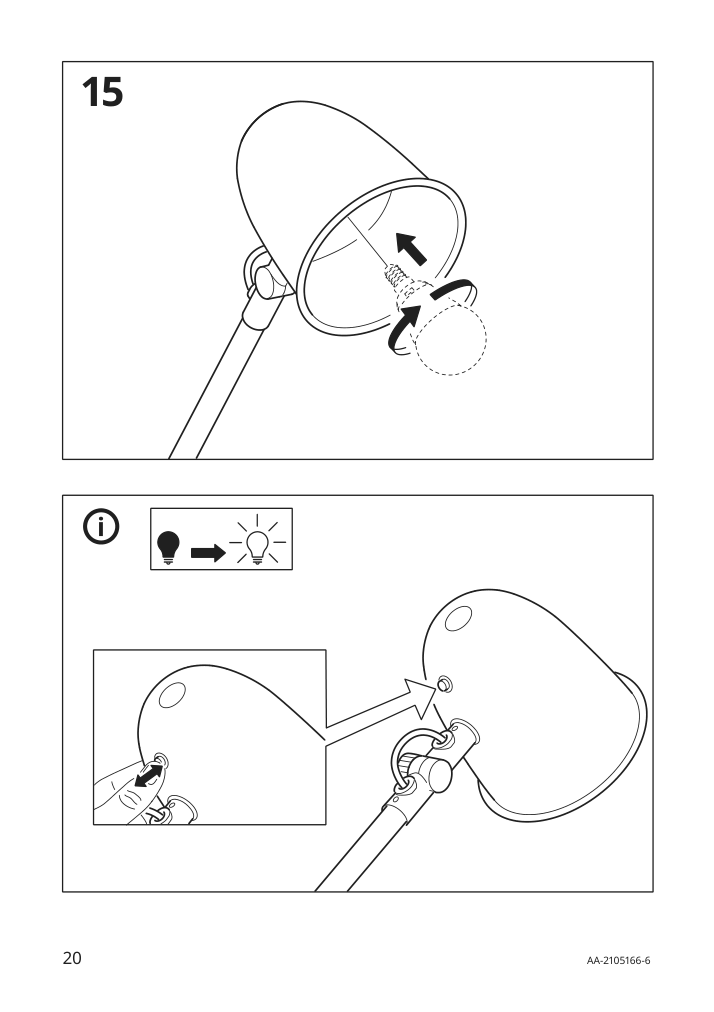 Assembly instructions for IKEA Skurup work wall lamp black | Page 20 - IKEA SKURUP work/wall lamp 204.711.41