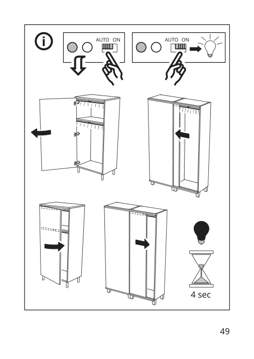 Assembly instructions for IKEA Skydrag led cntp wrd lght strp w sensor dimmable anthracite | Page 49 - IKEA SKYDRAG LED cntp/wrd lght strp w sensor 904.396.28