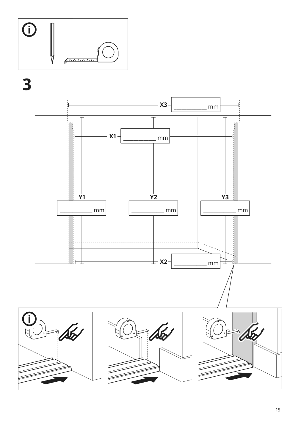 Assembly instructions for IKEA Skytta hardware pack f triple track rail | Page 15 - IKEA SKYTTA / BOAXEL walk-in wardrobe with sliding doors 995.161.08