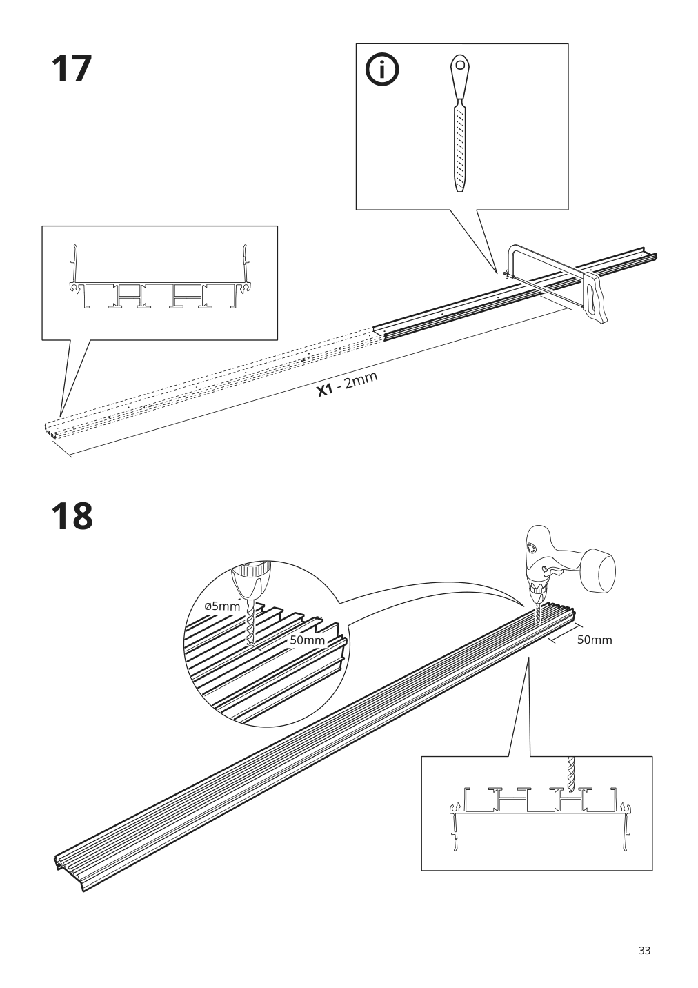 Assembly instructions for IKEA Skytta hardware pack f triple track rail | Page 33 - IKEA SKYTTA / BOAXEL walk-in wardrobe with sliding doors 995.161.08