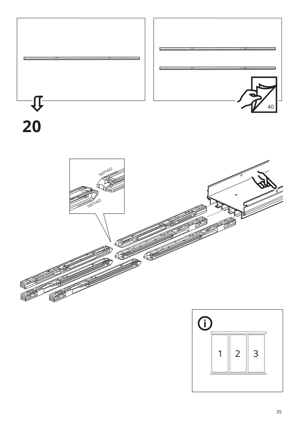 Assembly instructions for IKEA Skytta hardware pack f triple track rail | Page 35 - IKEA SKYTTA / BOAXEL walk-in wardrobe with sliding doors 995.161.08