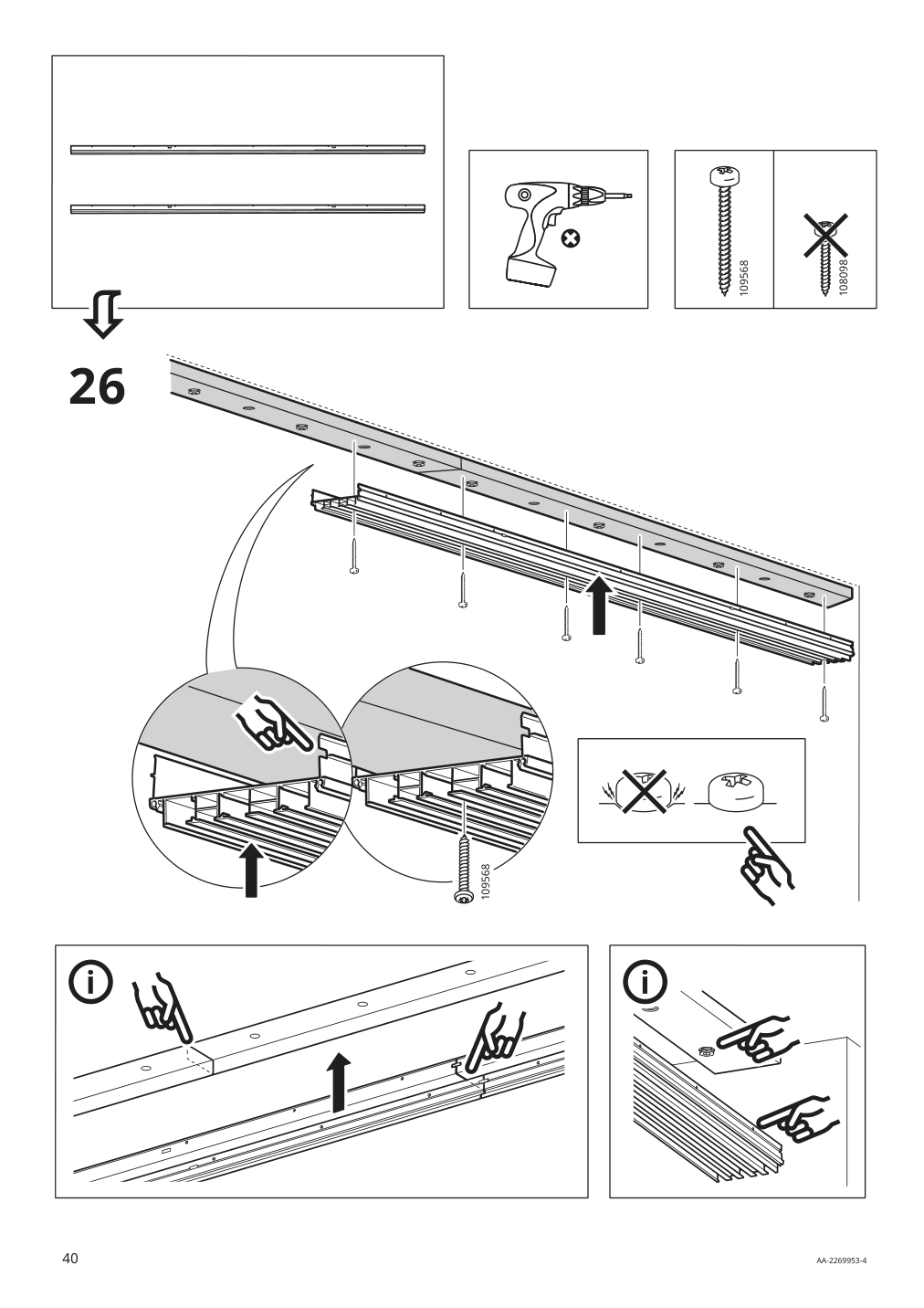 Assembly instructions for IKEA Skytta hardware pack f triple track rail | Page 40 - IKEA SKYTTA / BOAXEL walk-in wardrobe with sliding doors 995.161.08