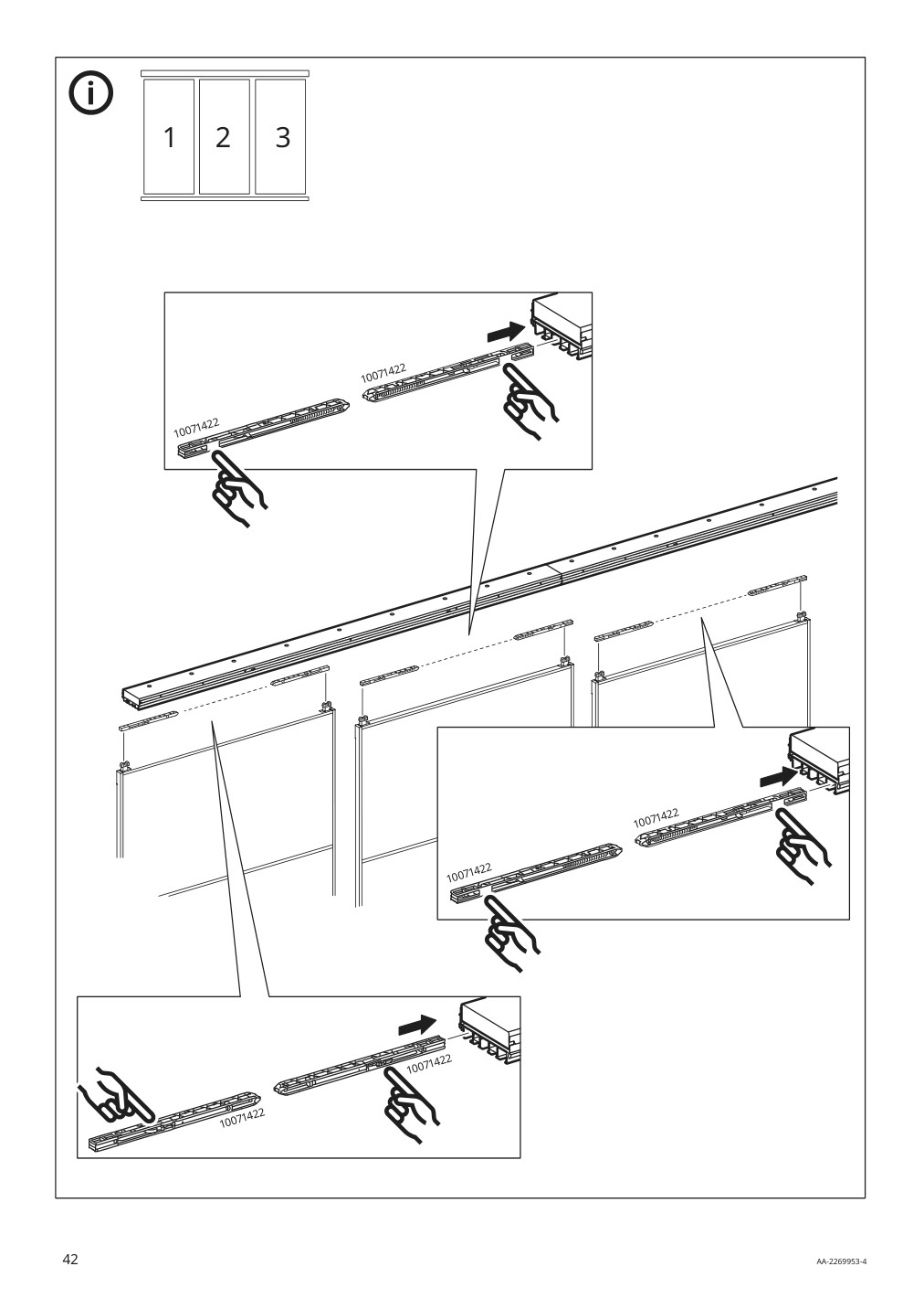 Assembly instructions for IKEA Skytta hardware pack f triple track rail | Page 42 - IKEA SKYTTA / BOAXEL walk-in wardrobe with sliding doors 995.161.08