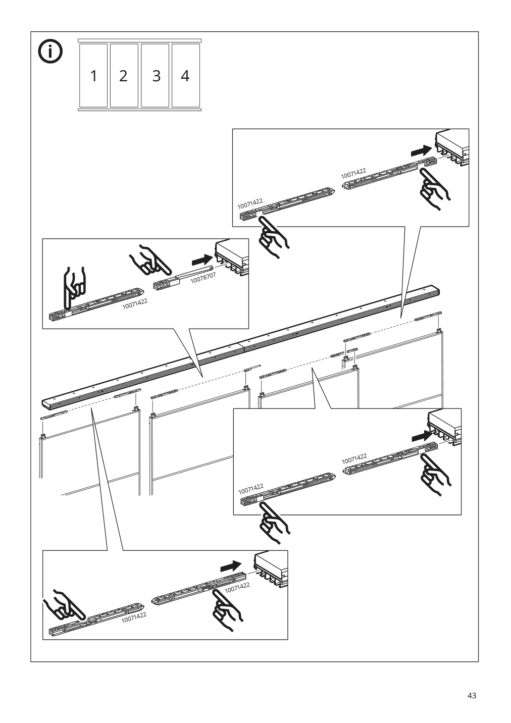 Assembly instructions for IKEA Skytta hardware pack f triple track rail | Page 43 - IKEA SKYTTA / BOAXEL walk-in wardrobe with sliding doors 995.161.08