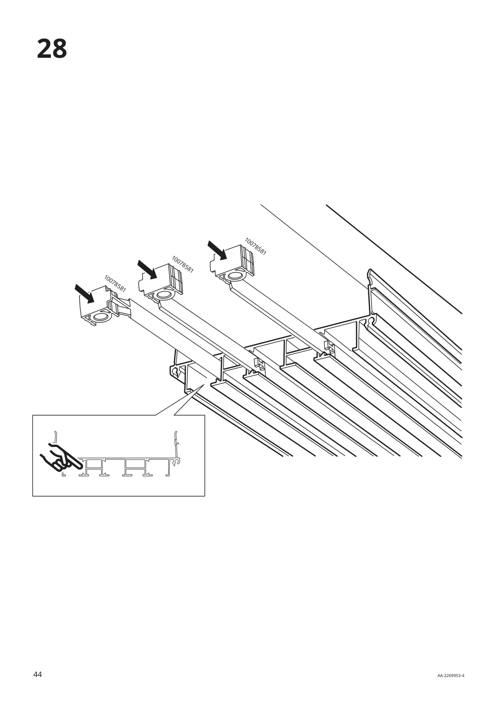 Assembly instructions for IKEA Skytta hardware pack f triple track rail | Page 44 - IKEA SKYTTA / BOAXEL walk-in wardrobe with sliding doors 995.161.08