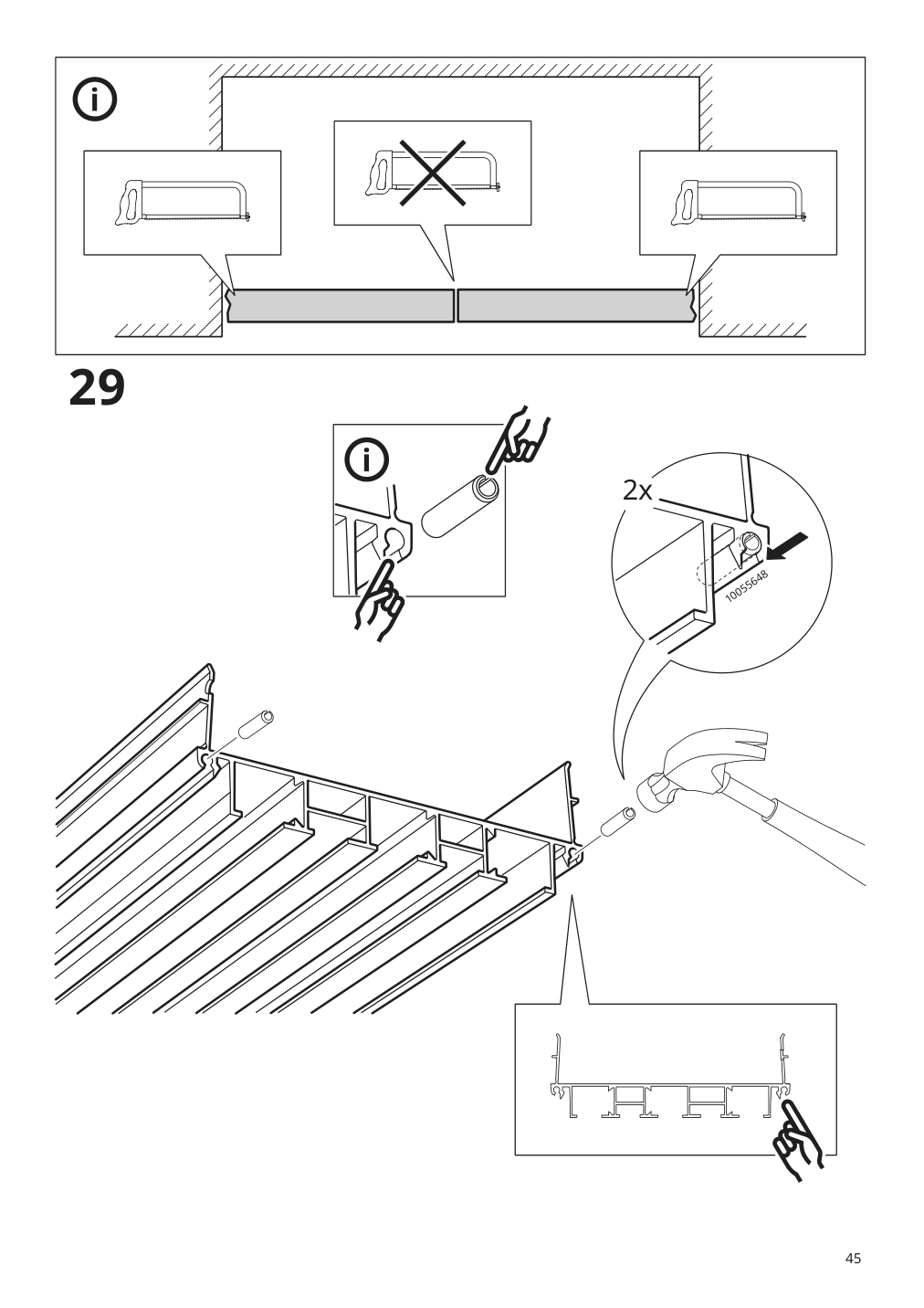 Assembly instructions for IKEA Skytta hardware pack f triple track rail | Page 45 - IKEA SKYTTA / BOAXEL walk-in wardrobe with sliding doors 995.161.08