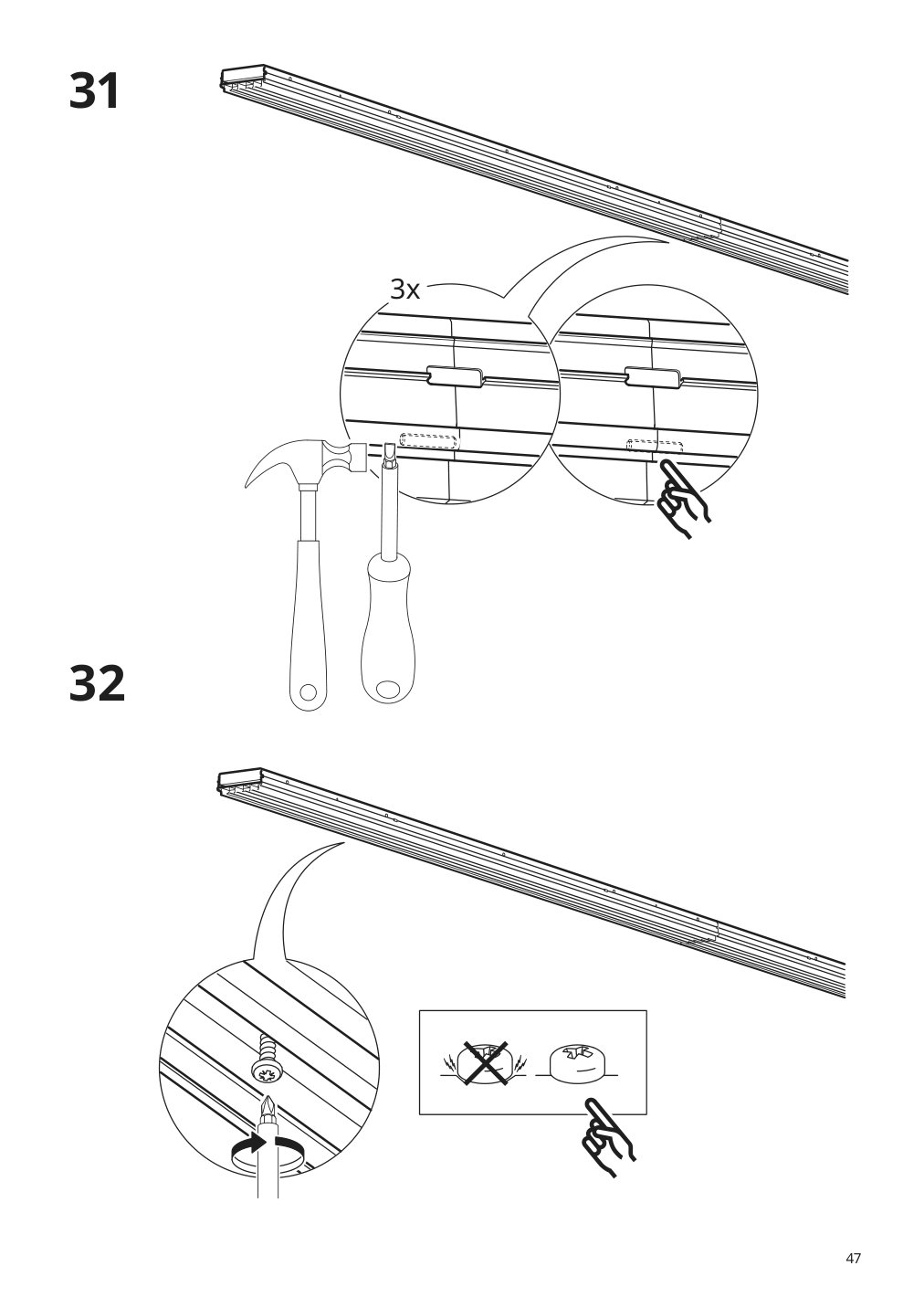 Assembly instructions for IKEA Skytta hardware pack f triple track rail | Page 47 - IKEA SKYTTA / BOAXEL walk-in wardrobe with sliding doors 995.161.08