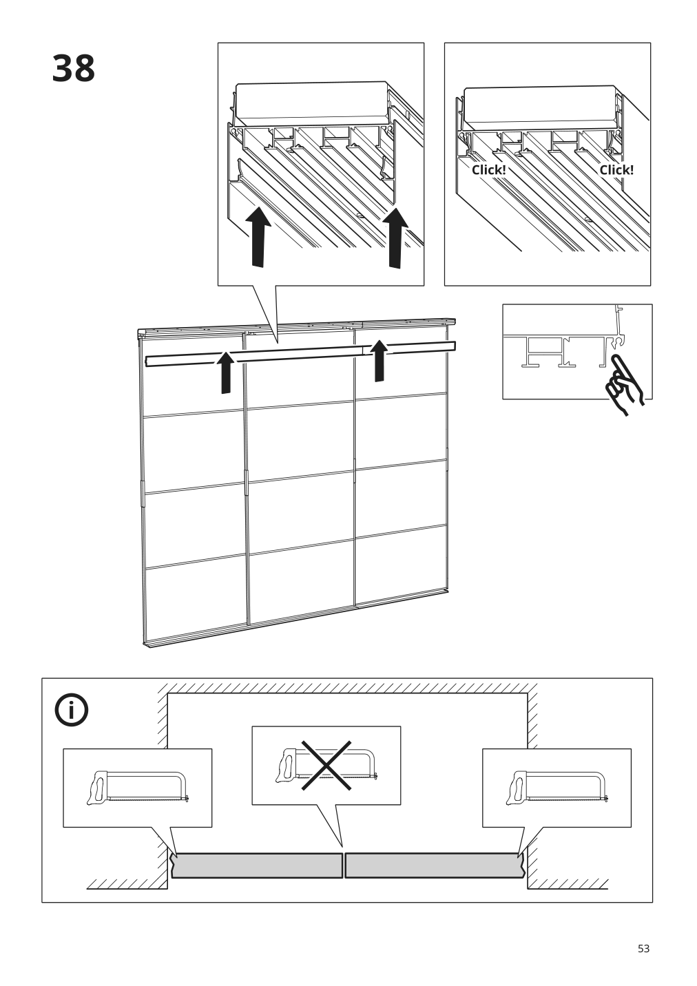 Assembly instructions for IKEA Skytta hardware pack f triple track rail | Page 53 - IKEA SKYTTA / BOAXEL walk-in wardrobe with sliding doors 995.161.08