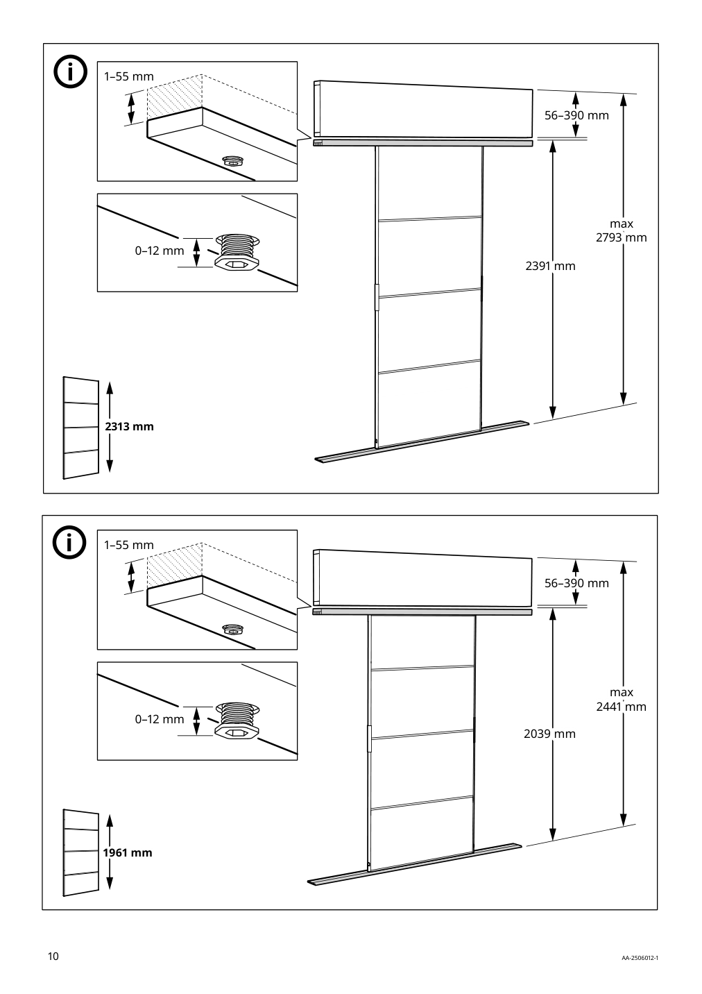 Assembly instructions for IKEA Skytta hardware pack f triple track rail | Page 10 - IKEA SKYTTA / PAX walk-in wardrobe with sliding doors 695.525.03