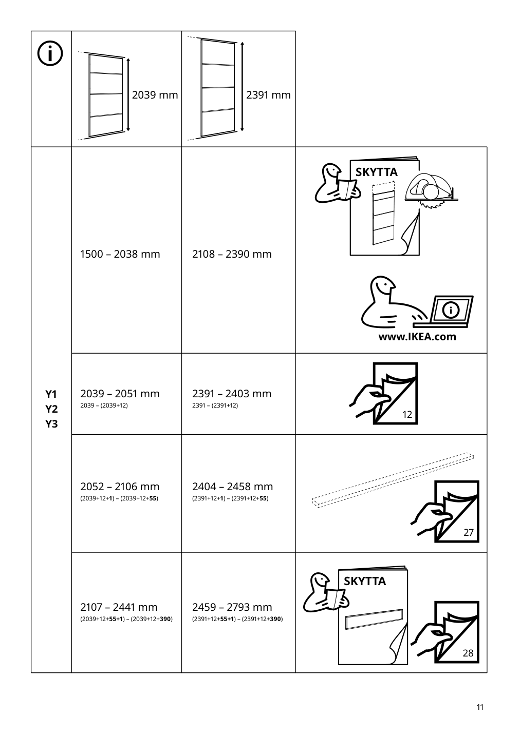 Assembly instructions for IKEA Skytta hardware pack f triple track rail | Page 11 - IKEA SKYTTA / AURDAL walk-in wardrobe with sliding doors 595.525.65