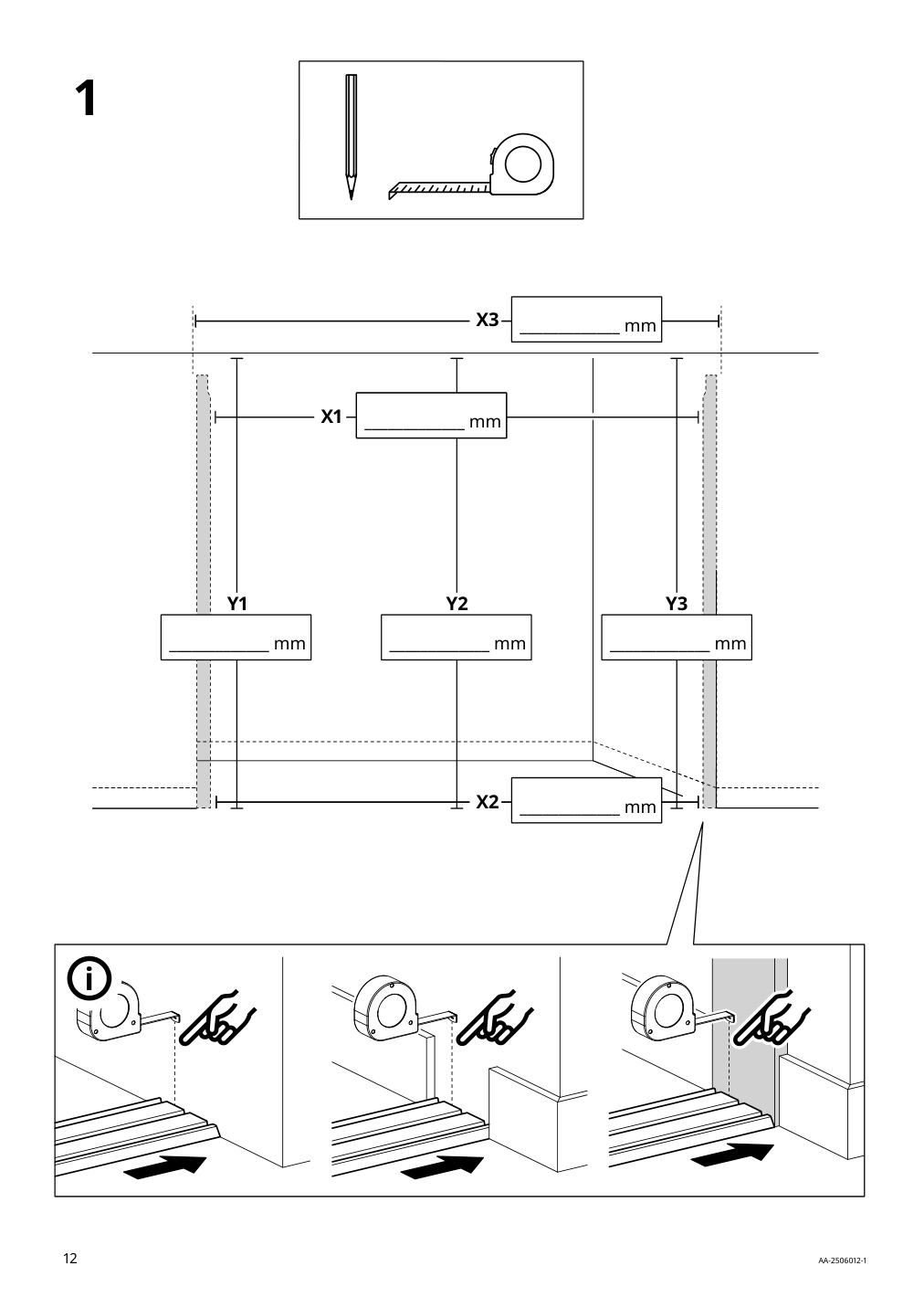 Assembly instructions for IKEA Skytta hardware pack f triple track rail | Page 12 - IKEA SKYTTA / PAX walk-in wardrobe with sliding doors 695.525.03