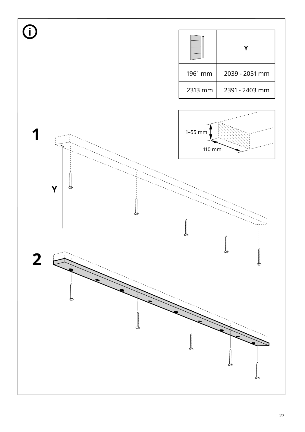 Assembly instructions for IKEA Skytta hardware pack f triple track rail | Page 27 - IKEA SKYTTA / AURDAL walk-in wardrobe with sliding doors 295.212.50