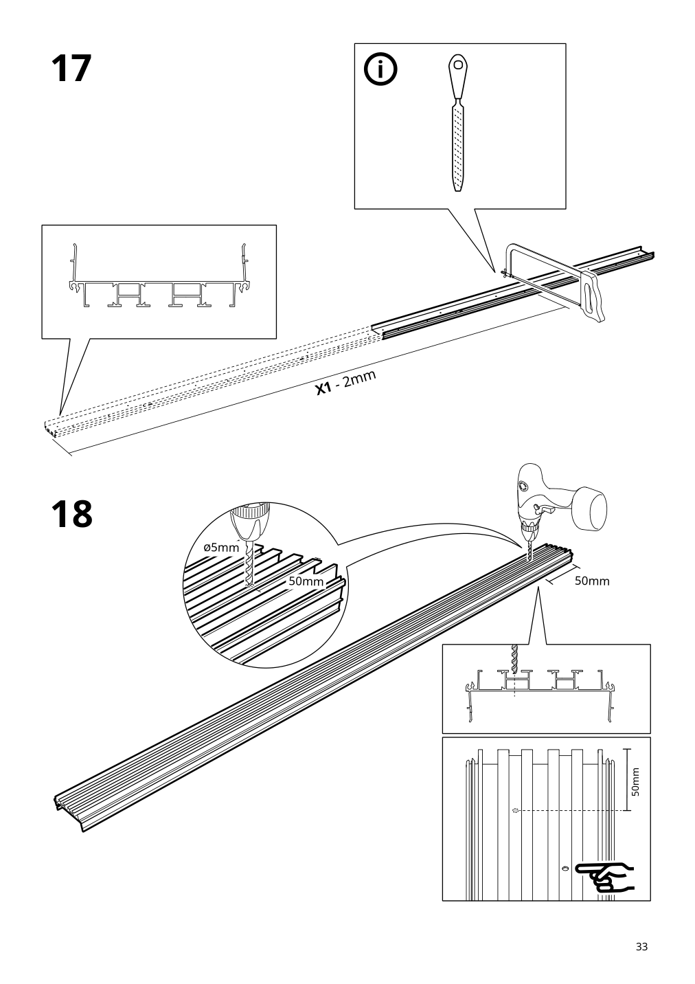 Assembly instructions for IKEA Skytta hardware pack f triple track rail | Page 33 - IKEA SKYTTA / AURDAL walk-in wardrobe with sliding doors 595.525.65