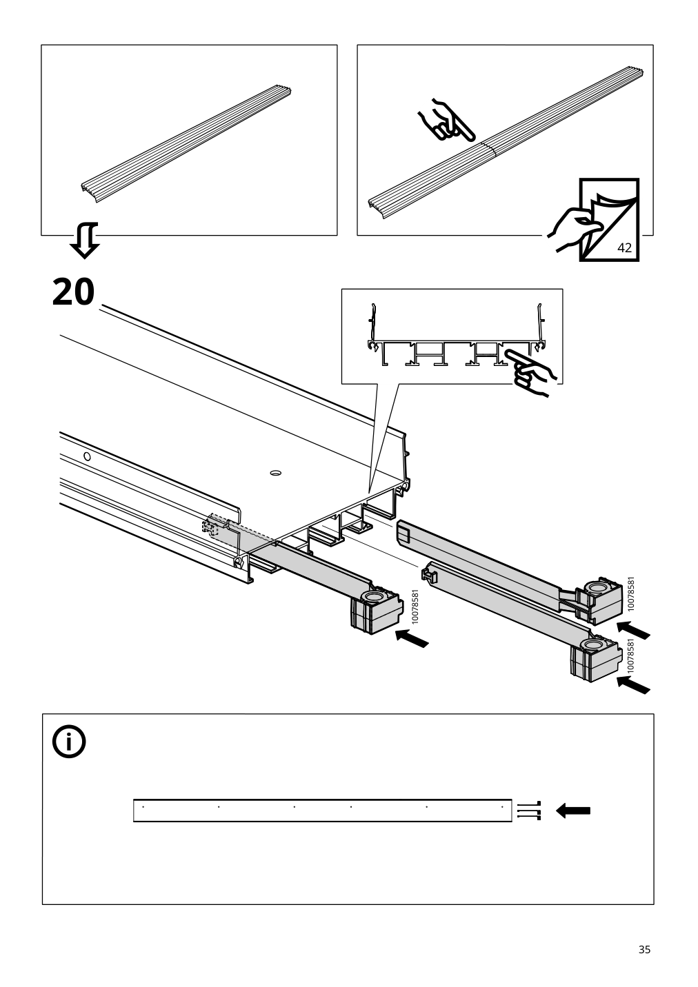 Assembly instructions for IKEA Skytta hardware pack f triple track rail | Page 35 - IKEA SKYTTA / AURDAL walk-in wardrobe with sliding doors 595.525.65