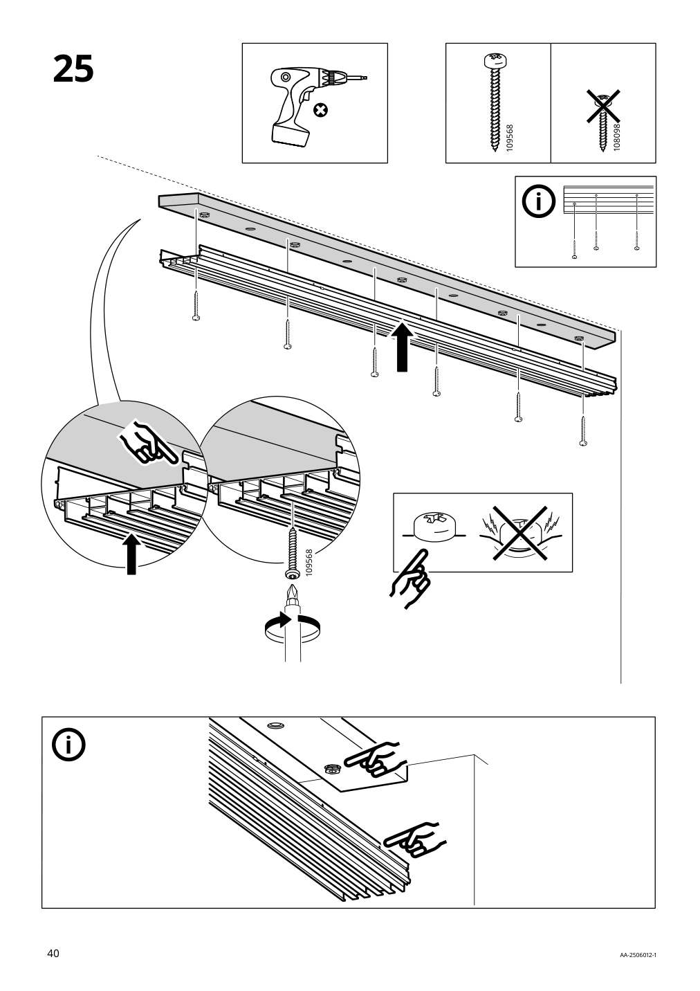 Assembly instructions for IKEA Skytta hardware pack f triple track rail | Page 40 - IKEA SKYTTA / AURDAL walk-in wardrobe with sliding doors 595.525.65