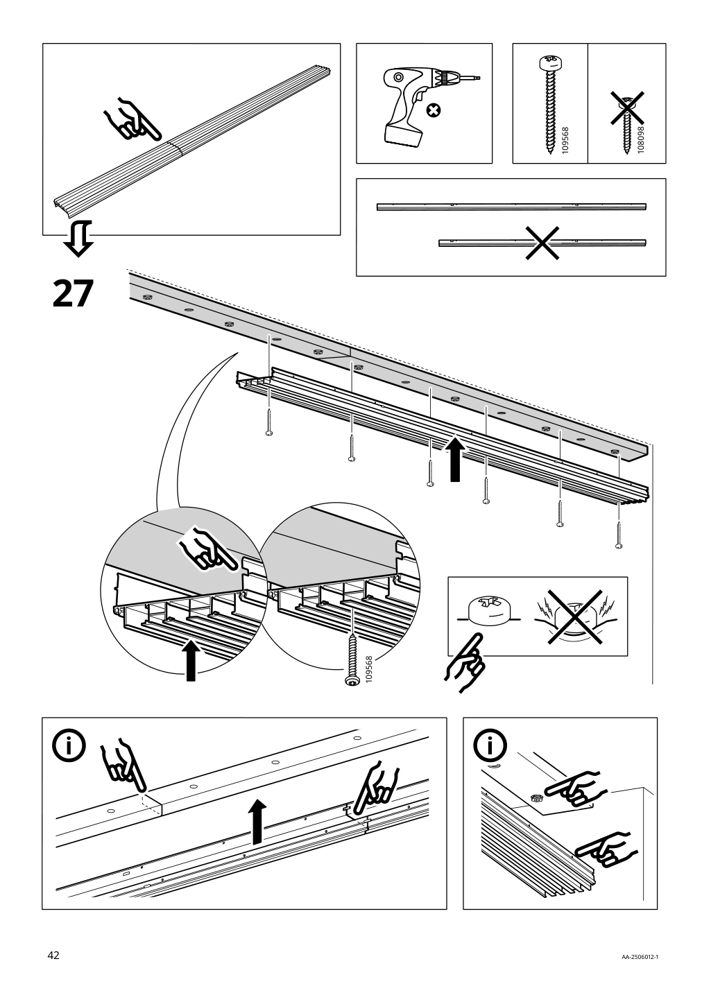 Assembly instructions for IKEA Skytta hardware pack f triple track rail | Page 42 - IKEA SKYTTA / AURDAL walk-in wardrobe with sliding doors 595.525.65